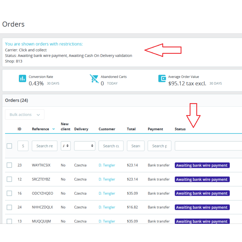 Prestashop module Orders by employee, carrier, shop and order status