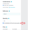 Update quantity of combinations according to the quantity of product