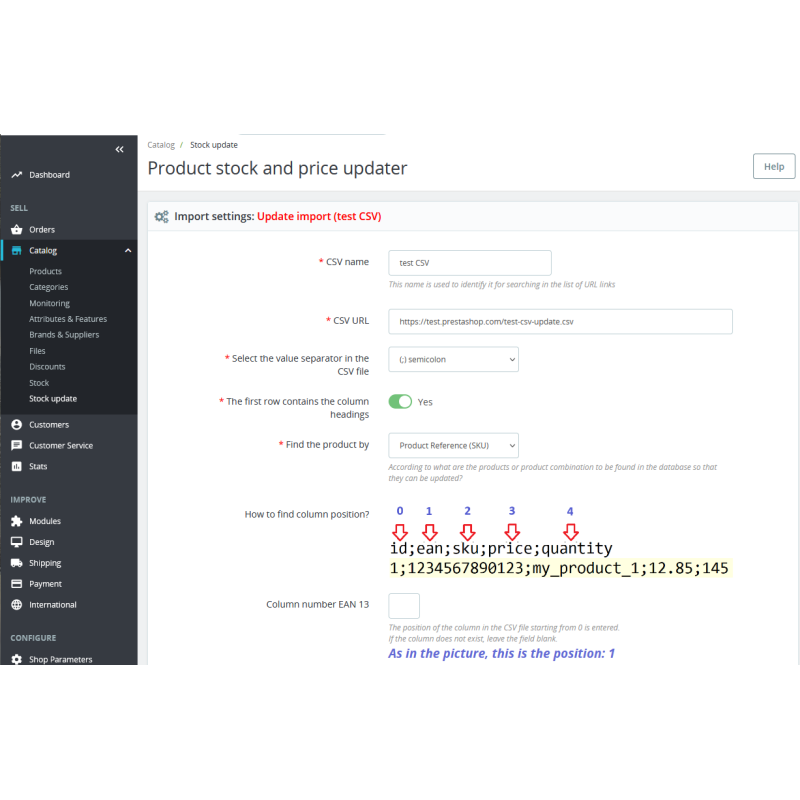 Update quantity or price from URL CSV feed