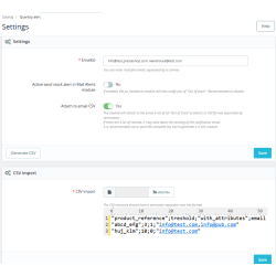 Define your own quantity threshold for products and send an email to an employee