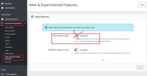 disable experimental function for product page